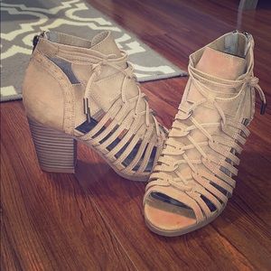 Sugar brand peep toe, strappy booties